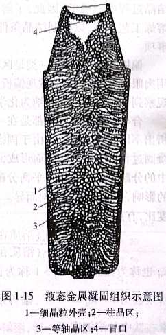 液態(tài)金屬凝固組織示意圖
