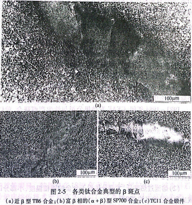 各類鈦合金典型的β斑點(diǎn)