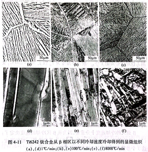 Ti6242鈦合金從β相區(qū)以不用冷卻速度冷卻得到的顯微組織