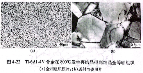 Ti-6Al-4V合金在800°C發(fā)生再結(jié)晶得到細(xì)晶全等軸組織
